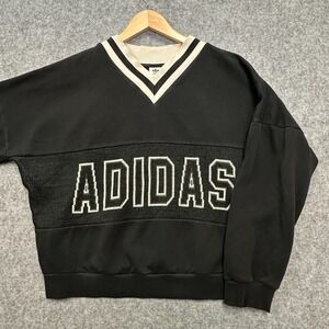 Adidas Originals Adibreak V-Neck Sweatshirt Mens M Black Varsity Spellout